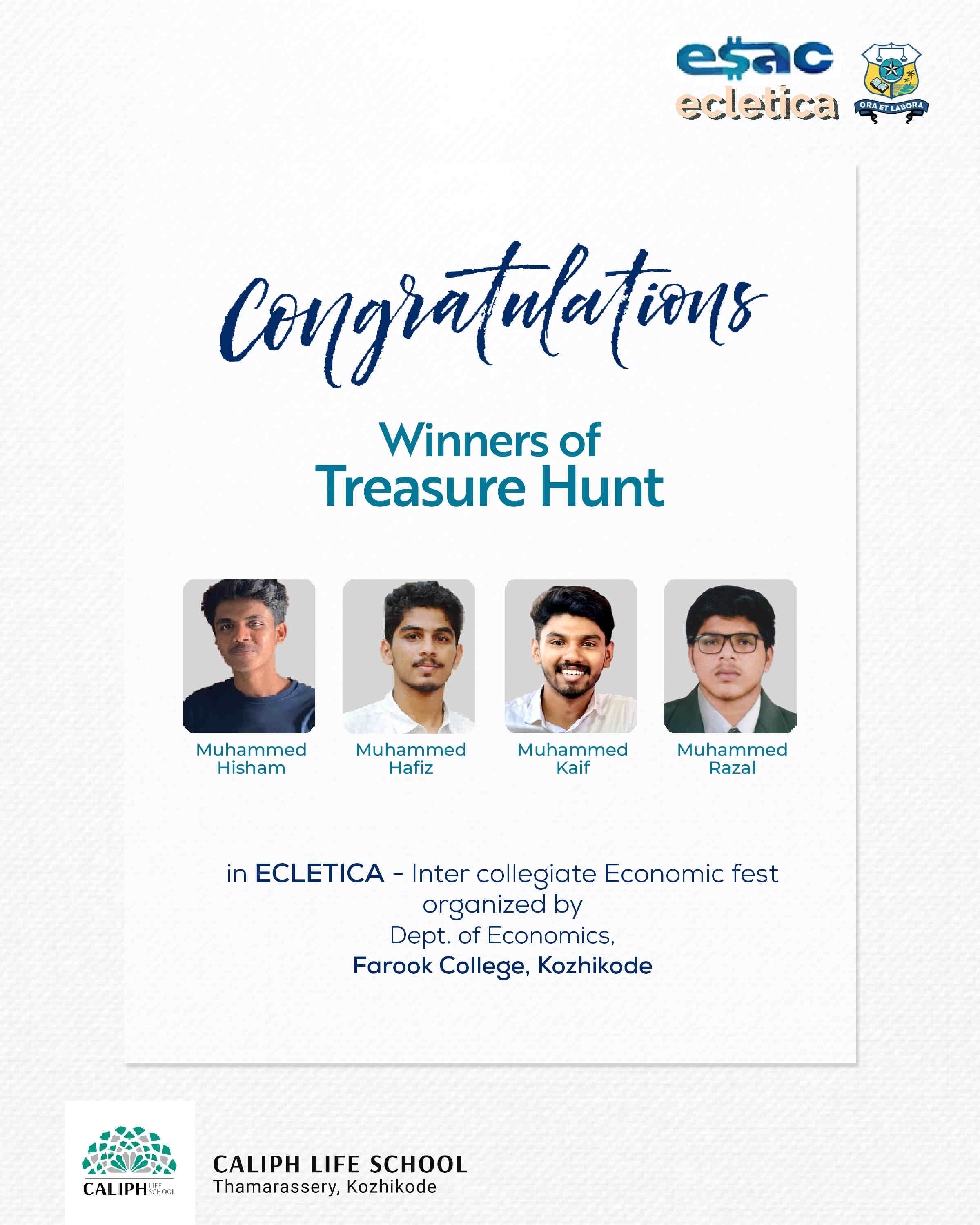 WINNERS OF TREASURE HUNT, ECLETICA MANAGEMENT FEST